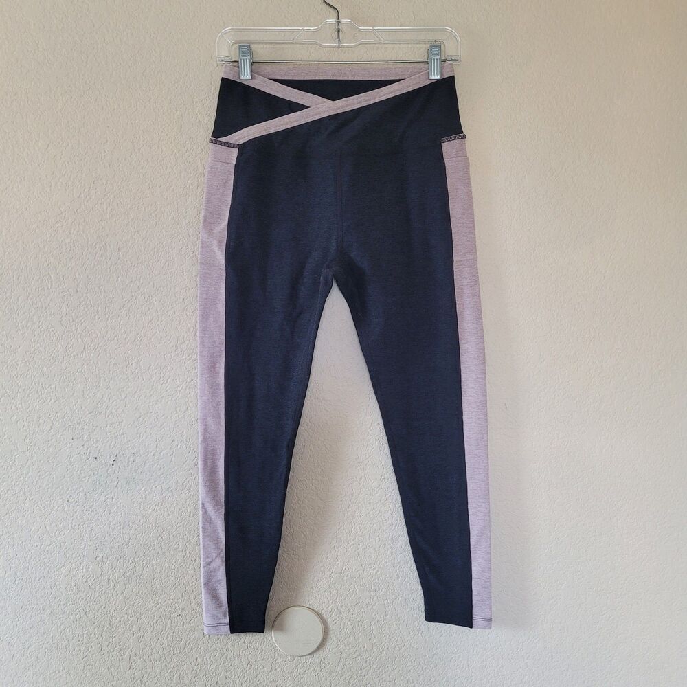 Beyond Yoga LeggingsWomen Large Gray Block Crossover Spacedye High Rise 7/8 Yoga